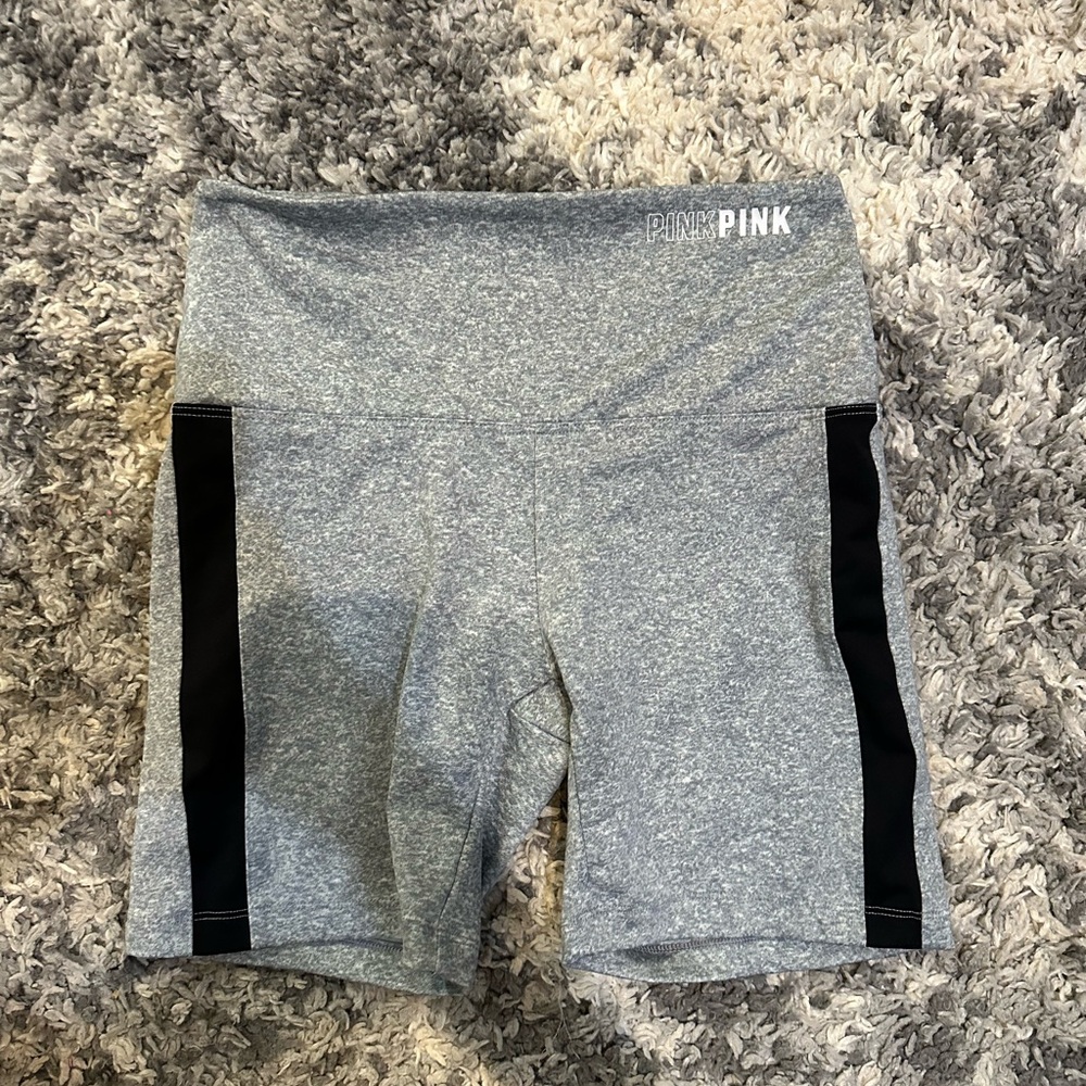 Pink Grey W/ Black Stripe Bike Shorts